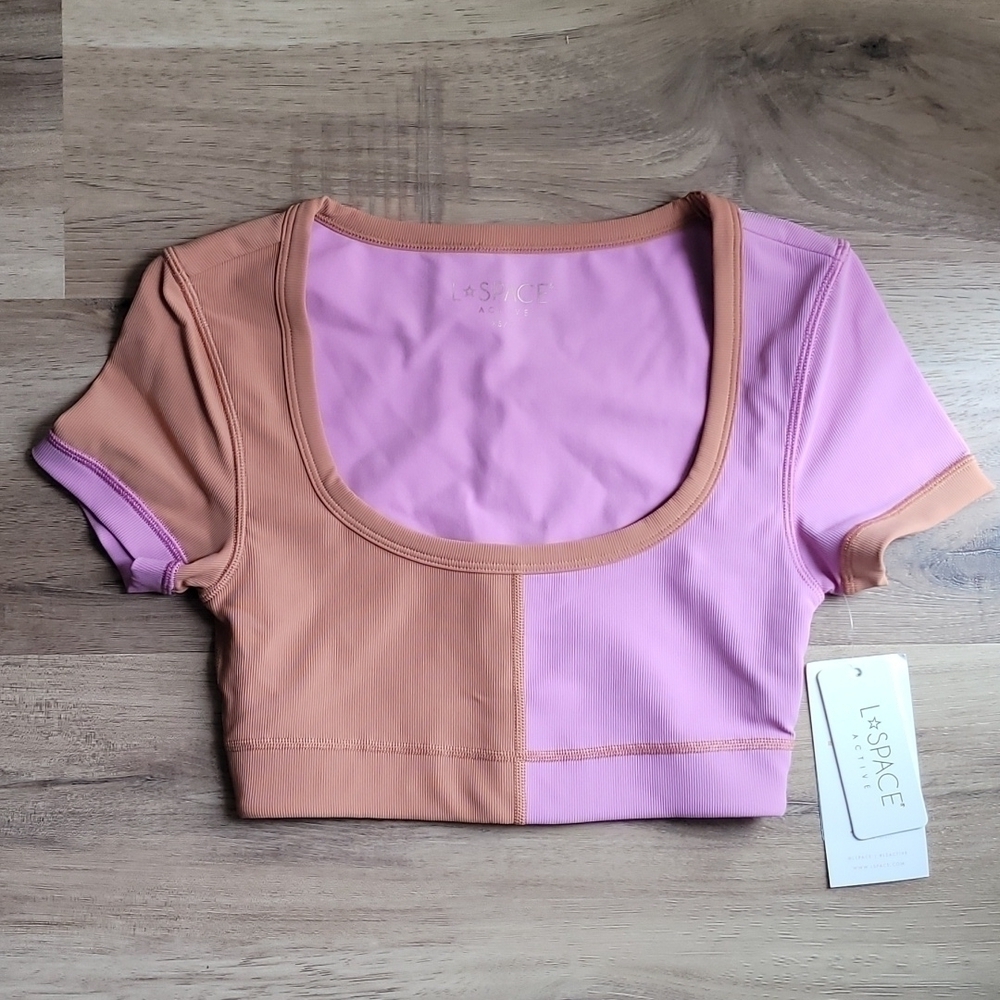 NWT L SPACE Revolutions Ribbed Colorblock Crop Top - Picture 5 of 8